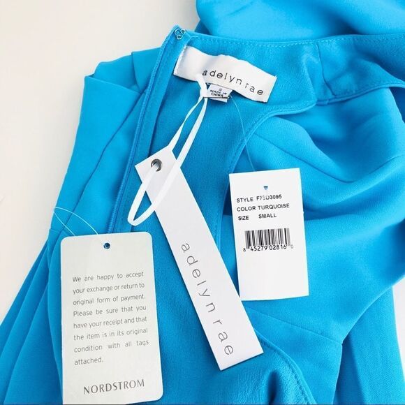 Adelyn Rae Fit & Flare Draped Party Dress NWT Nordstrom in Turquoise Blue - Picture 7 of 12